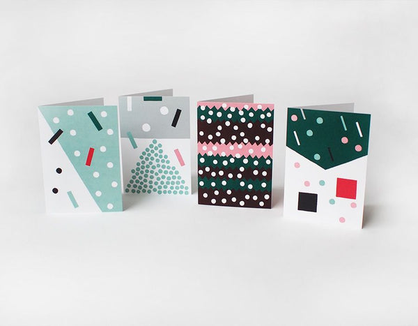 SNOWFALL Greeting Cards - Grøn + White 