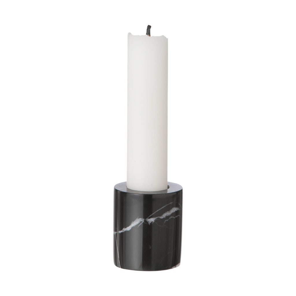 Marble Candleholder Black | Small - Grøn + White 