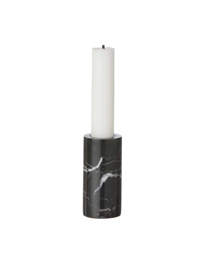 Marble Candleholder Black | Large - Grøn + White 