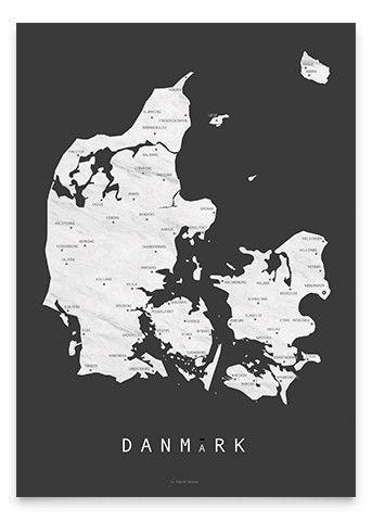 Map of Denmark Print - Grøn + White 