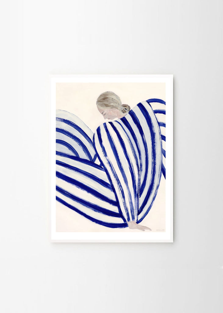Sofia Lind Blue Stripe at Cocorde framed in whie oak