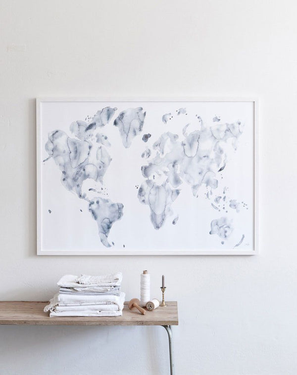 Blue World Print - Grøn + White 