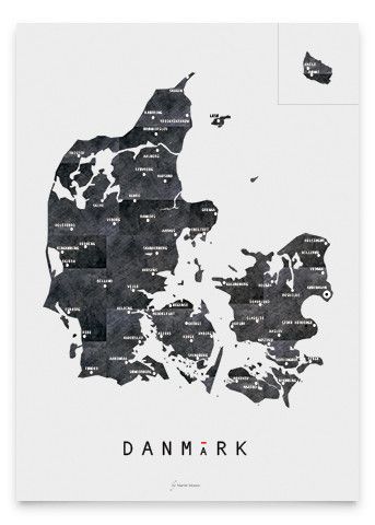 Map of Denmark Print - Grøn + White 