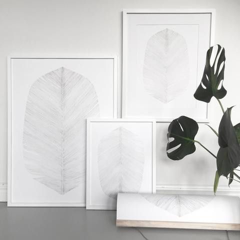 White Feather Print - Grøn + White 