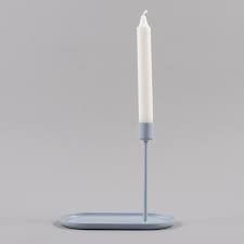 Folk Candlestick with Tray | Light Blue - Grøn + White 