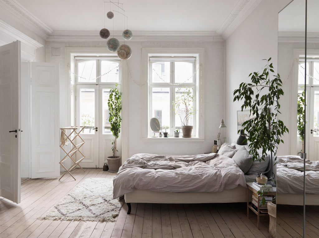Nina Persson's Eclectic Home in Malmö- Scandinavian style bedroom 