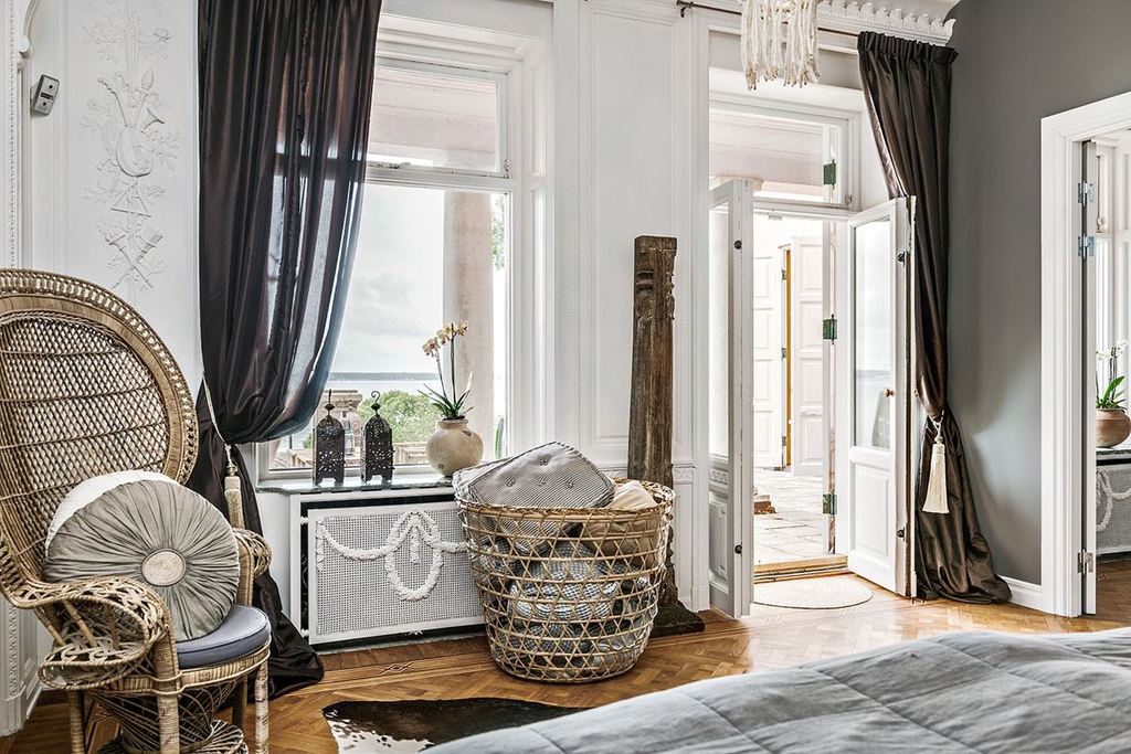 Bedroom with a terrace in Swedish Home