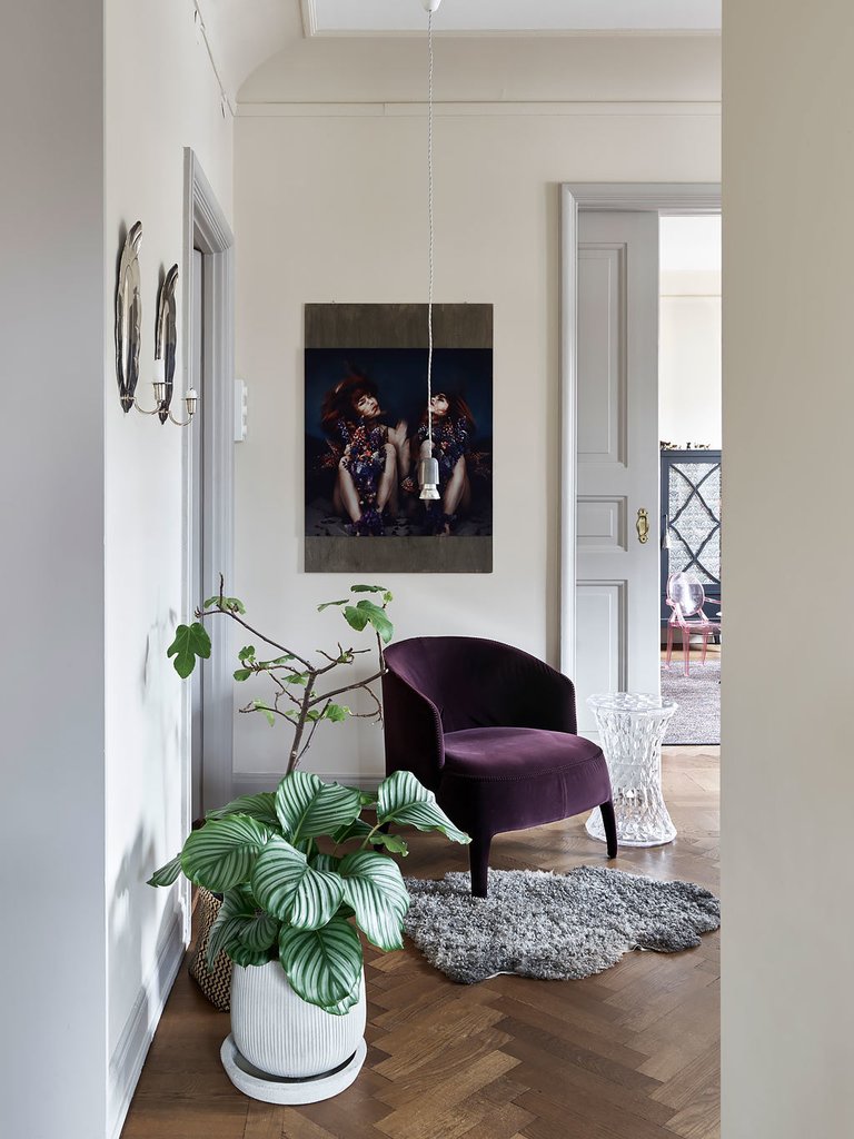 Corner of home office in a Swedish apartment
