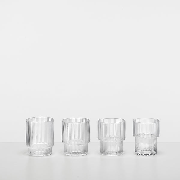 Ripple Glass (set of 4) - Scandinavian style | Nordic Design | Grøn + White 