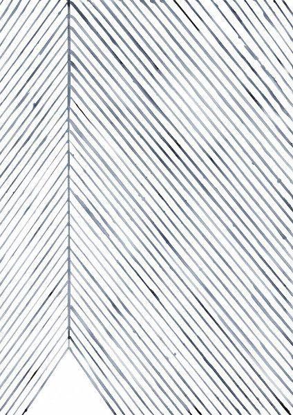 Leaf Lines Blue | Print - Grøn + White 
